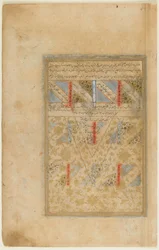 Seite aus einem Rawdat al-safa (Garten der Reinheit) von Mirkhwand, Schiras, Iran, Safawidenzeit, 1571-72
