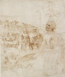 Ansicht der Stadt Perugia mit dem reuigen St. Hieronymus im Vordergrund