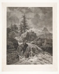 Landschaft mit Wasserfall