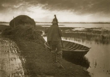 Sumpfmann auf dem Weg, um Schilf zu schneiden, ca. 1886