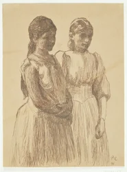 Zwei junge Mädchen. Studie zum Gemälde "Ball in einer Provinzstadt" (Göteborg Kunstmuseum)