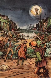 Wrackplünderer an der Küste von Cornwall