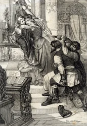 Moskauer Aufstand von 1682: Zarin Natalia Naryschkina schützt ihren Sohn Prinz Peter vor Angriffen der Strelitzen