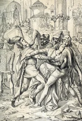 Die Sizilianische Vesper, Volksaufstand der Insel Sizilien gegen die feudale Herrschaft des französischen Königs Karl von Anjou, der sich am 31/03/1282, dem Osterdienstag, in Palermo und Corleone ereignete