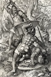Der Tod von Ernst II. von Schwaben (1010-1030) in einer Schlacht gegen den Bischof von Konstanz, Deutschland (Der Tod von Ernst II., Herzog von Schwaben in Konstanz, Deutschland