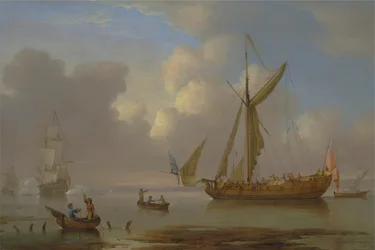 Königliche Yacht bei ruhiger See vor Anker