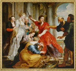 Achilles entdeckt von Odysseus unter den Töchtern des Lykomedes auf Skyros