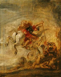 Bellerophon reitet auf Pegasus und kämpft gegen die Chimäre, 1635
