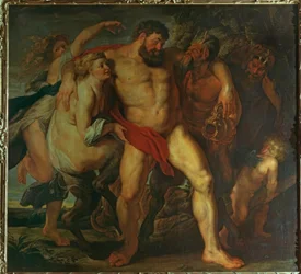 Der trunkene Herkules, von einer Nymphe und einem Satyrn geführt