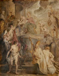 Die mystische Vermählung der heiligen Katharina (Farbskizze für den Altar der Kirche der Augustinerpatres in Antwerpen), verso: Zwei Kavallerieschlachten
