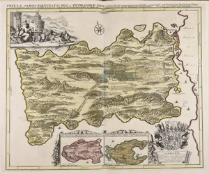 Insel Samos, Heimat von Polykrates und Pythagoras, bekannt für Herden und Tonerde, wie sie heute unter türkischer Herrschaft bewohnt wird, nach der Beschreibung von Ioseph Georgirene, Erzbischof der Samier, in London von ihm herausgegeben ...