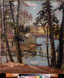 Frühling. An einem Teich