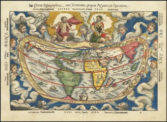 1553 Karte - Charta Cosmographica, Cum Ventorum Propria Natura et Operatione