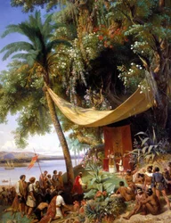 Freiluft-Evangelisationsmesse in Amerika - Gemälde von Pharamond