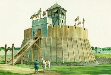 Normannischer Aussichtsturm bei Bramber Castle, West Sussex, ca. 1995-2009