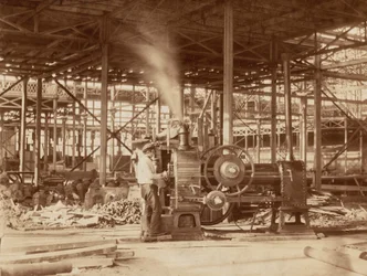 Dampfmaschine in der Nähe des Großen Querschiffs, Kristallpalast