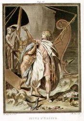 Das Gefolge des Orestes, Kostüme für „Andromache“ von Jean Racine, aus Band I der „Forschungen über die Kostüme und das Theater aller Nationen“, gestochen von Pierre Michel Alix (1762-1817), 1802