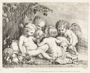 Christus, Johannes der Täufer und zwei Putti