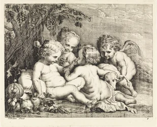 Christus, Johannes der Täufer und zwei Putti