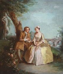 Konversationsstück oder Liebende in einem Park, um 1727