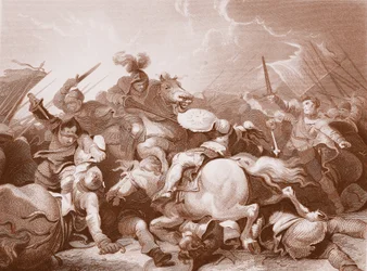 Schlacht von Bosworth Field, graviert von A.H. Payne