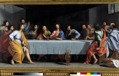Das Abendmahl, genannt „Das kleine Abendmahl“. Maße: 0,80 x 1,49 m. Paris, Louvre