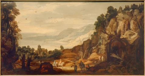 Gebirgslandschaft mit Reitern