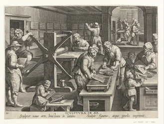 Produktion von Kupferstichen (Titel auf Objekt) Neue Erfindungen und Entdeckungen (Serientitel) Nova Reperta (Serientitel)
