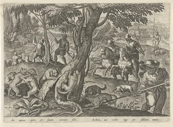 Jagd auf Wildkatzen
Jagdszenen (Serientitel)
In quibus omne genus venationis, aucupij, piscatusque (Serientitel)
