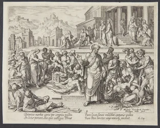 Petrus heilt die Kranken mit seinem Schatten