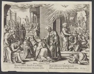 St. Peter, St. Johannes und St. Philipp legen den Getauften in Samaria die Hände auf