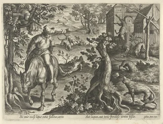 Wolfsjagd mit Fallen
Jagdszenen (Serientitel)
In quibus omne genus venationis, aucupij, piscatusque (Serientitel)