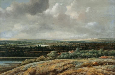 Panorama-Landschaft mit einer Stadt im Hintergrund