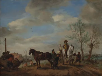 Ein Mann und eine Frau zu Pferde, ca. 1653-54