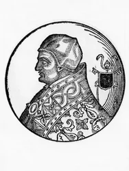Porträt von Sabinian (gestorben 606), 65. Papst der katholischen Kirche ab 604, Gravur