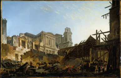 Die Messe Saint-Germain nach dem Brand in der Nacht vom 16. auf den 17. März 1762, um 1762