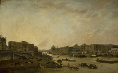 Das Hôtel de la Monnaie und der Louvre, gesehen von der Pont-Neuf, ca. 1800, zwischen 1793 und 1800