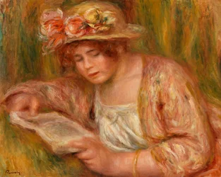 Andrée mit Hut, lesend