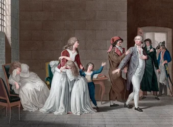 Trennung von König Ludwig XVI. von Frankreich (1754-1793) von seiner Familie. Paris, Temple-Gefängnis, am 20. Januar