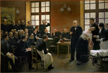 Eine Lektion über Hysterie von Jean Martin Charcot, Pionier der Neurologie, im Krankenhaus La Salpêtrière