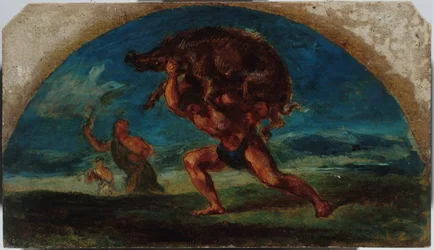 Skizze für den Salon de la Paix des Hôtel de Ville de Paris: Herkules und der Erymanthische Eber, nach Delacroix, zwischen 1852 und 1854