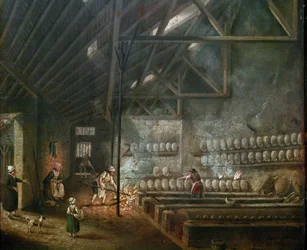 Innenraum einer Töpferwerkstatt (oder Glasbläser) (Detail)