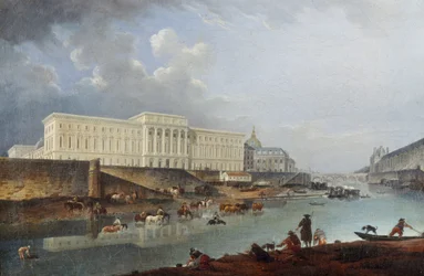 Das Hôtel de la Monnaie, der Quai de Conti und die Seine, gesehen von der Spitze der Île de la Cité, 1777
