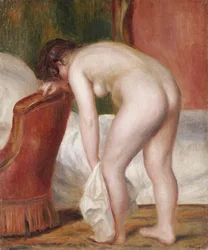 Weiblicher Akt beim Abtrocknen, ca. 1909