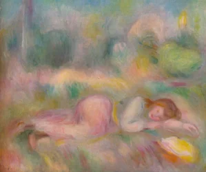 Mädchen liegend im Gras, um 1890