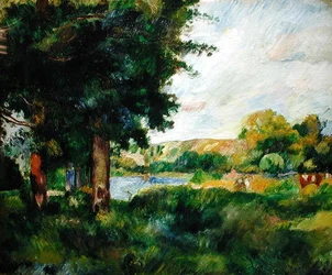 Landschaft in der Île-de-France, oder Landschaft mit großen Bäumen
