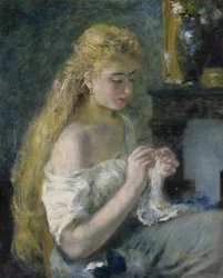 Frau beim Häkeln
