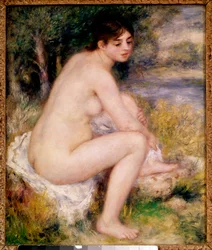 Frau nackt in einer Landschaft