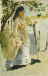 Frau an einem Zaun, 1866
