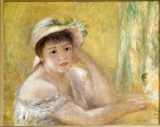 Frau mit Strohhut